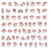 Pack of 60Pcs Pink Rabbit Stickers No-Duplicate Waterproof Vinyl Sticker for Luggage Skateboard Notebook Water Bottle Car Decals