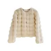 여성 코트 추수 감사절 선물 겨울 모방 여우 폭스 모피 라운드 넥 재킷 야외 레저 패션 거리 긴 슬리브 단색 코트 재킷 크기 S-XL