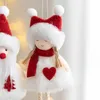 Décorations de Noël en peluche tissu de poupée Santa Claus Snowman Elk suspendu pendant joyeux pour la maison Ornements de Noël Noel