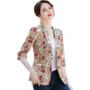 Women's Suits Trendy Lady Blazer Outwear Women Flower Printing Korean Style Autumn Warm