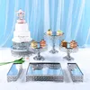 Bakeware Tools 7-10pcs Crystal Cake Stand Set Specchio in metallo Decorazioni per cupcake Piedistallo per dessert Vassoio per esposizione per feste di nozze