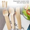 Dinnerware Sets 12 Pcs/Set Disposable Eco-Friendly Wooden Cutlery Forks Spoons Dessert Utensils Party Birthday Home