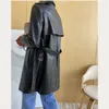 Mulheres de couro feminino Coats Long genuíno 2023 Moda Lady Natural Sheepskin Sleeves Jackets de alta qualidade H916