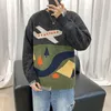 Männer Pullover Übergroße Männer Pullover Mode Straße Herbst Winter Harajuku Faul Stil Gengar Pullover Flugzeug Ölgemälde Casual