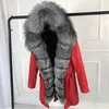 Women's Fur Women Winter Parka Coat Jacket Real Liner Silver CollarCasual Fashion Warm Overcoat Detachable