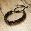 Strand Mens Lava Rock Armband och Tiger Eye Bead Armband för män Justerbar flätning Brazalete Yoga Essential