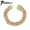 Braccialetti con ciondoli TOPGRILLZ Bracciale a catena cubana Miami da 12 mm con chiusura a molla Regalo di gioielli di moda hip-hop completamente ghiacciato di alta qualità 221109