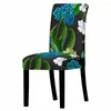 Housses de chaise 1 pièces plantes tropicales fleurs couverture élastique idyllique feuilles vertes Table de dîner étui décoration de la maison sièges extensibles