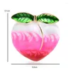 Brooches Wuli&baby Enamel Peach Women Brooch Pins Fashion Jewelry Plant Green Leaf Pink Year Gift