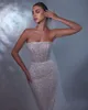 Abiti da sposa glamour a sirena senza spalline senza maniche con applicazioni a forma di fiore Abito da corte senza schienale Custom Made Plus Size Abito da sposa Vestidos De Novia