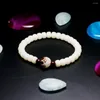 Brin bouddhisme tibétain Lotus charme perles en bois Bracelet extensible pour les femmes Yoga méditation Chakra Tagua écrou bijoux