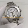 2 Styl z pudełkiem zegarek męski 44 mm 18K Biała złota Platinum Bezel Dwucie chronograf bez pracy Automatyczne zegarki mechaniczne zegarki na rękę
