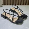 Sandalen für Damen, Sommer, Strand, modisch, sexy, flach, lässig, Kreuzbindung, offene Spitze, Feenstil, schmale Bandschuhe, Schwarz, Rom