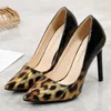 Dress Shoes Leopard Gradient Color High Heels Shoppin Work Patent Leather Women Size 47 Thin Pumps Ladies Red Yellow