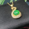 Pendant Necklaces 95 Bright Gold Inlaid With Natural Agate Chrysoprase Cygnet For Men And Women Fashion Personality