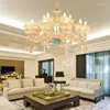 Chandeliers European Crystal Chandelier LED American Modern K9 Lights Fixture Can Be Ceiling Light 3 Color Dimmable