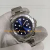 4 Färg med Box Watch Men's 40mm Platinum Bezel Blue Dial Rostfritt stål Armband Folding CLASP Asia 2813 Rörelse Mens Automatiska mekaniska klockor