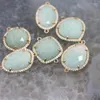Charms 5pcs/lot Natural Peru Amazonite Gems Multiple Shape Necklace Connectors Faceted Gold Edges Raw Stone Slice Pendants Jewelry
