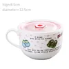 Bowls Cartoon Ceramic Ramen Bowl Cute With Lid Soup Noodles Big Mug Tableware Kitchen Utensils And Fruit Salad Dessert Porcelain