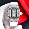 07-01 Багьют Diamonds Miyota Automatic Ladies Watch Womens смотрит на серебряные мощеной бриллиант черный скелет набор белый резиновый ремешок Super Edition 6 Styles Puretime D4