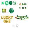 St Patricks Day Party Decoration LUCKY One Banner Shamrock Garland Pennant Irish Bunting Balloons for Party Supplies CPA4457 bb1111