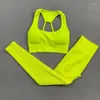 Active Sets Women Yoga Set Seamless Fitness Gym Cutout Bras Hip Lift Leggings Women's Tracksuit Workout Outfits Long PantsSports Suits