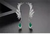 أقراط ظهورها 2022 Ins Green Zircon Ear Cuf Clips Hight Women's Home Gight Jewelry Feather Clip Clip Eponring Accessorie