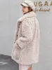 Pelliccia da donna Moda Imitazione Cappotti Donna 2022 Inverno Allentato Caldo Cappotto con bottoni in corno Casual Dolce Capispalla di media lunghezza