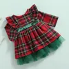 Girl's Dresses 6M-5 Years Christmas Dress For Girls Toddler Kids Red Green Plaid Bow Girl Xmas Party Princess Costumes Clothes 221110