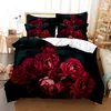 Ensembles de literie Red Rose Set QuiltDuvet Cover Taie d'oreiller 3D HD Double Full King Queen Twin Single 32PCS Polyester Comforter 221110