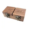 Jewelry Pouches Double Open Lid Walnut Box Wooden Pair Ring Proposal Gift Diamond Horn Lock Organizer