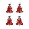 Christmas Decorations 4PCS Knife And Fork Holder Bags Elk Xmas Tree Pocket Cutlery Bag Non-woven Fabric Cookware Organizer Table