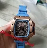 5 -gwiazdkowy Super Factory Man Man Watch Hardlex Crystal Stal nierdzewna Automatyczna mechaniczna męska zegarki czarne wybierane gumowe pasek na rękę