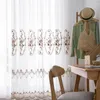 Cortina de tul bordado Pastoral de lujo europeo, cortinas de gasa transparente de encaje Floral rojo para sala de estar, dormitorio, personalizado #4