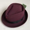 Bérets lihua marque feutre chapeau laine de laine résistante à robe écrasable robe fedora melon pour hommes avec pack