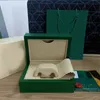 L Luxury Green with Original Wooden Rolex Watch ex Box Cases Papers Card Wallet Boxes Accessories Wristwatch AAA Watches Boxes