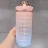 1pc 2000ml Kawaii бутылки с водой джамбо бутылка с временем маркер соломенная наклейка пластиковый спортивный сок кувшин милый портативный тренажерный зал SS1110