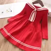 Girl's Dresses girl baby sweater knitted dress children warm Sweater for girls infant casual pure color Pleated princess 221110