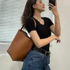 The Row Leather Autumn and Winter Large Capacity Commuter One Shoulder Handheld Tote Women's Small Design Bucket Bag