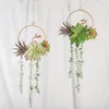 Decorative Flowers Nursery Wall Hanging Geometric Metal Wire Wreath Hoop Frame Succulent Plants Artificial Flower Garland Wedding Party