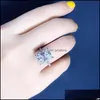 Bagues de bande Radiant Cut 3Ct Lab Diamond Ring 925 Sterling Sier Bijou de fiançailles de mariage pour les femmes bijoux de fête de mariée Dro Dhuq24711241