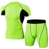 Running Sets Comoression Tights Set Men Run Jogging Sports Suits Short Sleeve Fitness T Shirt Sport Gym Yoga