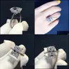 Bagues de bande Radiant Cut 3Ct Lab Diamond Ring 925 Sterling Sier Bijou de fiançailles de mariage pour les femmes bijoux de fête de mariée Dro Dhuq24711241