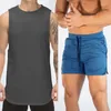 تشغيل مجموعات الصيف 2pcs tracksuit الرجال رياضة الركض رجال ملابس الرجال شبكات كمال الأجسام قميص بلا أكمام القميص الصالة الرياضية