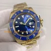 Relógio Caro de 4 Cores para Homens 40mm 904L Aço Ouro Amarelo 18k Mostrador Azul Cerâmica Bisel Dive Esporte V12 Esporte Dois Tons Cal.3135 Relógios de Movimento