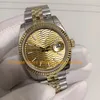 20 Style New Model In Box Women Watch Midsize Women's Mens 36mm Golden Dial 18K Yellow Gold Date Two Tone Bracelet Women Automatic Watches