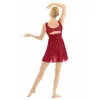 Stage Wear MSemis Women Adult Gymnastics Leotard Dress Lyrical Dance Costumes Cut Out Asymmetric Chiffon Ballet Costume