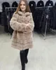 Cappotto con cappuccio in pelliccia da donna Giacca da donna Beautiful Rex Winter Fashion Personalizzata di qualsiasi colore e taglia