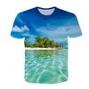 T-shirt T-shirt T-Shirts Summer 2022 Krajobraz koszulki Moda moda moda swobodny top plażowy w stylu 3D T-shirty HARAJUKU