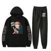 Erkek Hoodies Anime Jujutsu Kaisen İki Parçalı Set ve Sweetpants Trailtsuit Erkek Kadın Sokak Giyim Kapşonlu Büyük Boy Kıyafetler